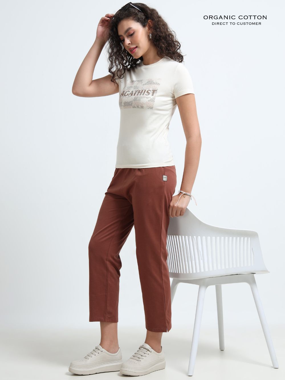 Brown Organic Cotton Womens Basic Pant