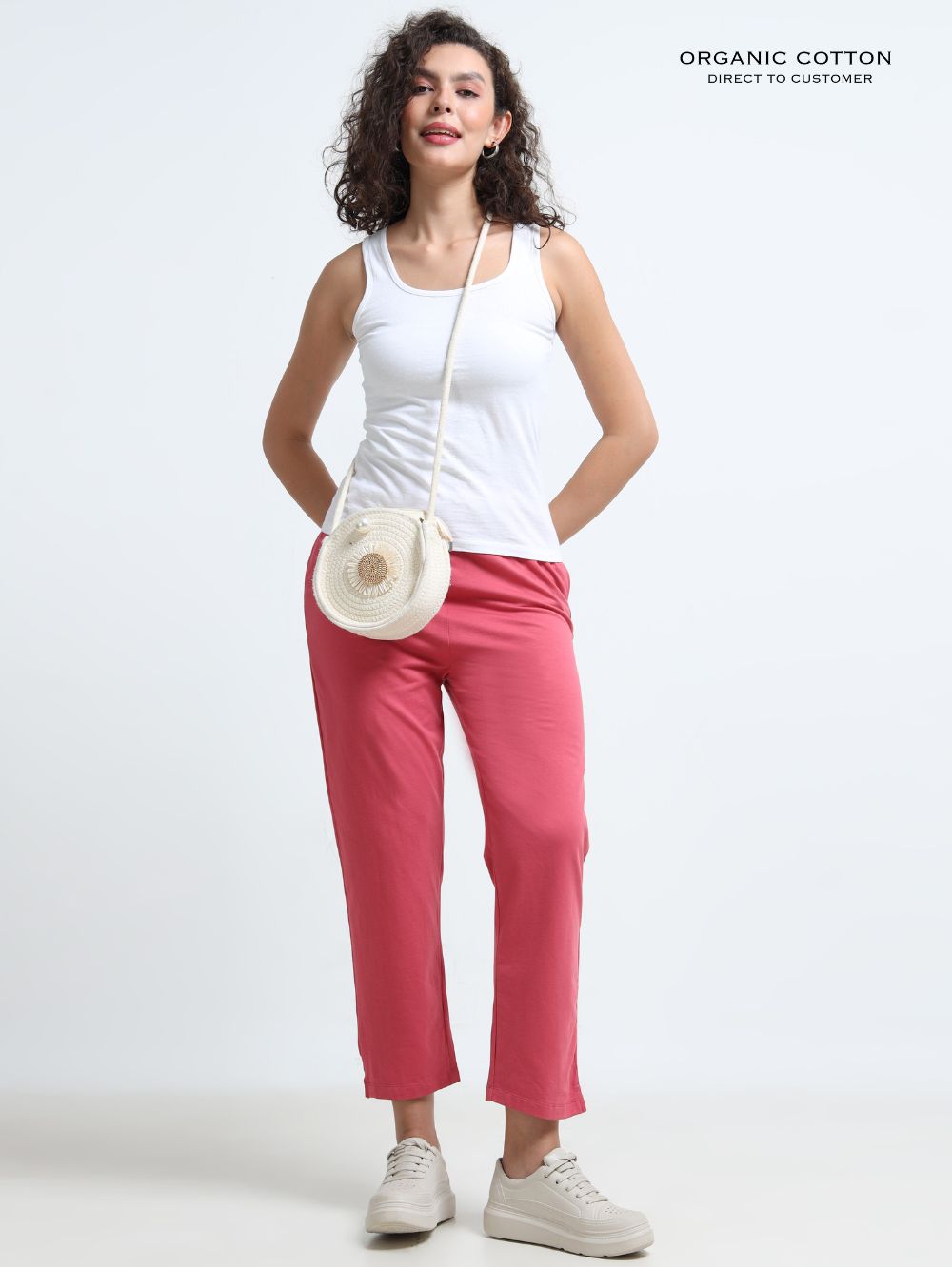 Magenta Organic Cotton Womens Basic Pant