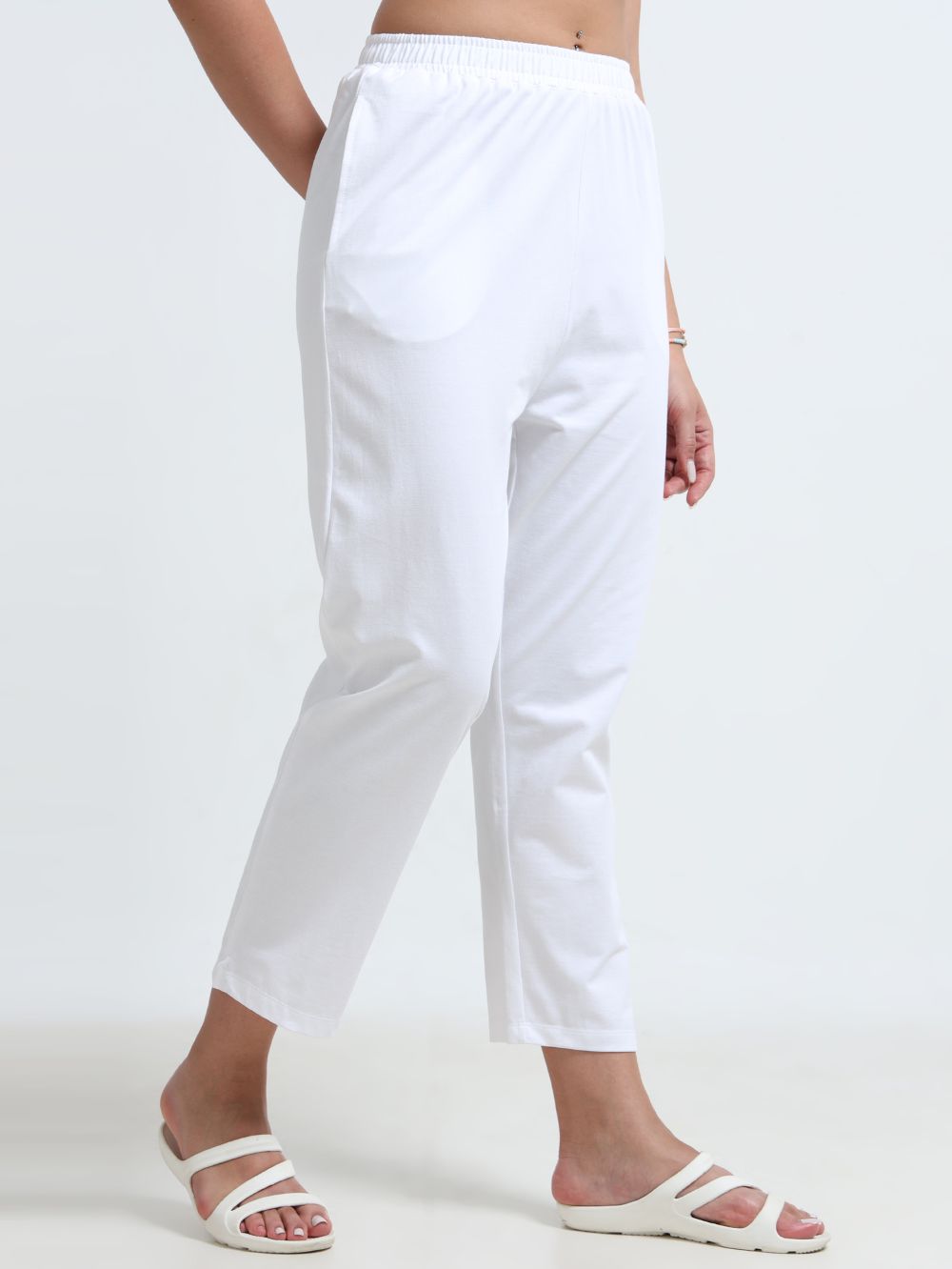 White Organic Cotton Womens Basic Pant