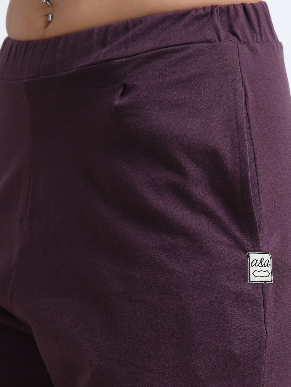 Wine Organic Cotton Womens Folded Fit Pant