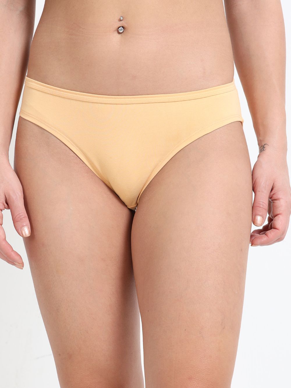 Apricot cream and Vineyard green Organic Cotton Bikini Panty for Women - Pack of 2