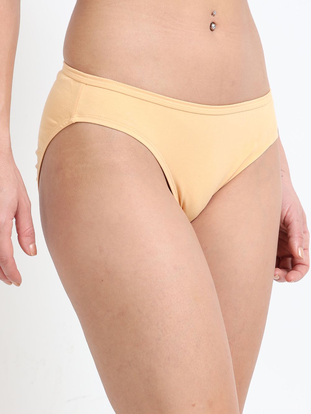 Apricot cream and Vineyard green Organic Cotton Bikini Panty for Women - Pack of 2
