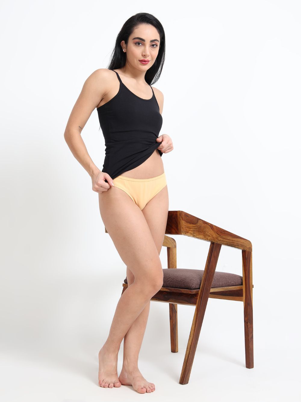 Apricot cream and Vineyard green Organic Cotton Bikini Panty for Women - Pack of 2