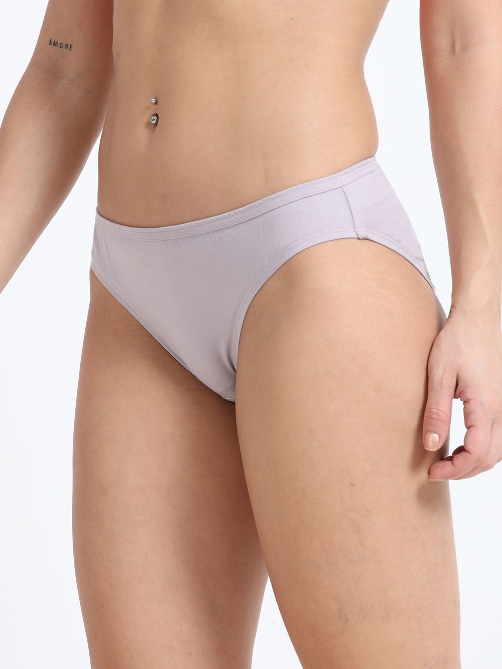 Gull grey and magenta Organic Cotton Bikini Panty for Women - Pack of 2