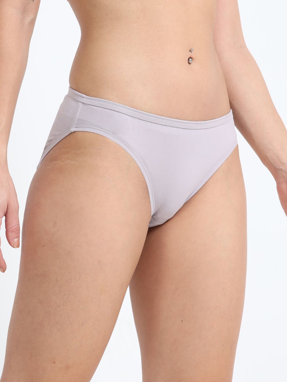 Gull grey and magenta Organic Cotton Bikini Panty for Women - Pack of 2