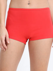Red and Vineyard Green Organic Cotton Boy Shorts for Women - Pack of 2