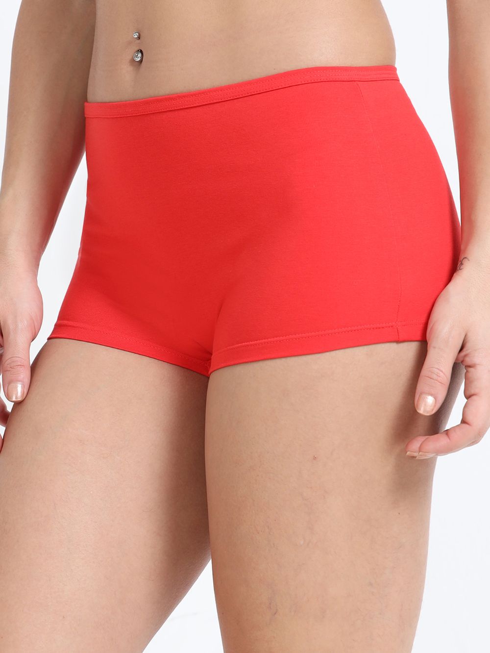 Red and Vineyard Green Organic Cotton Boy Shorts for Women - Pack of 2