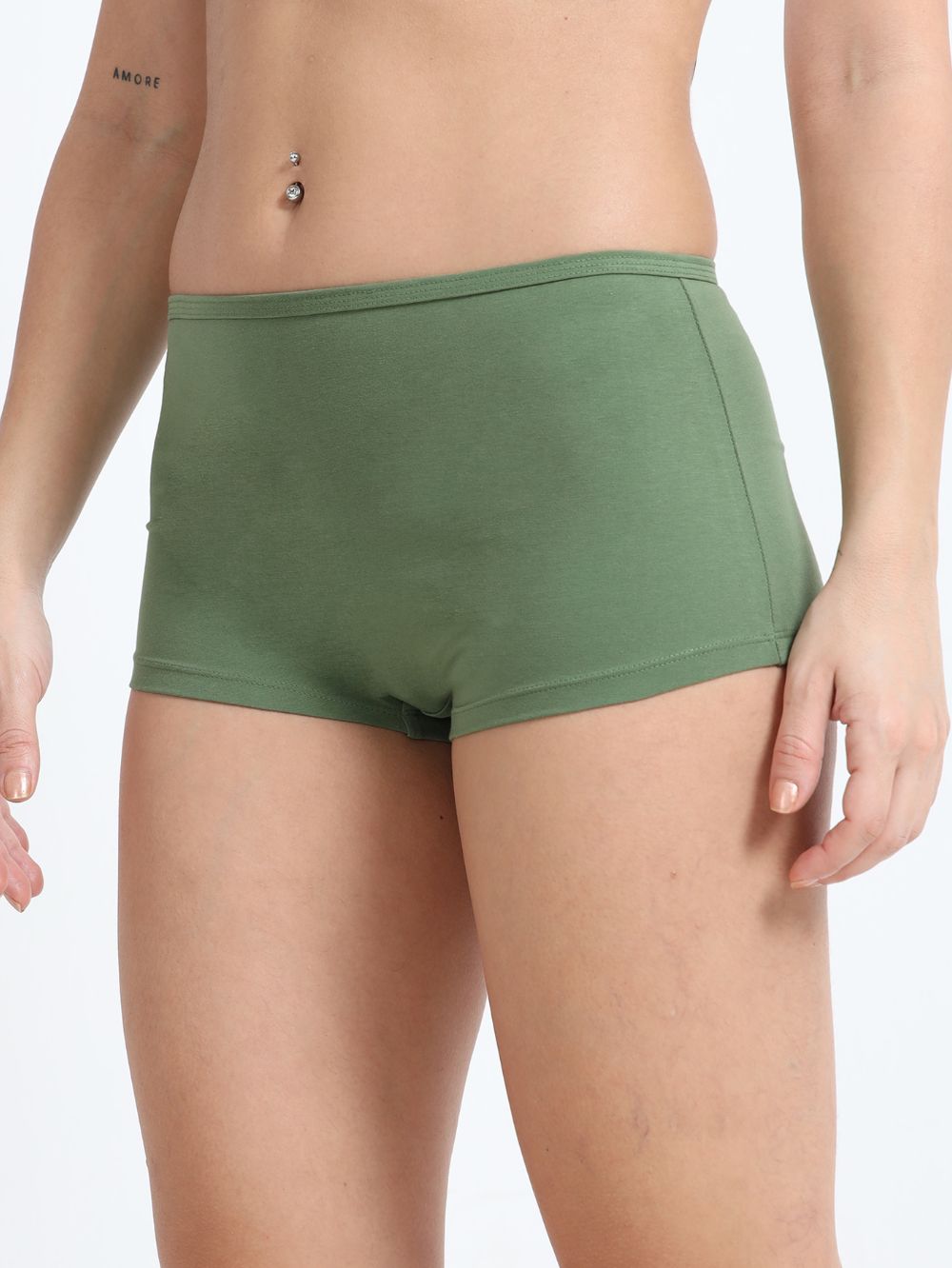 Red and Vineyard Green Organic Cotton Boy Shorts for Women - Pack of 2