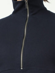 Zip-Up High Neck Ribbed Organic Cotton Co-Ord Set