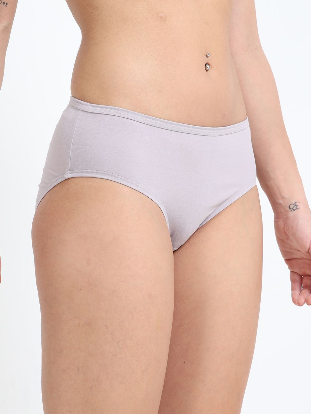 Gull grey and Magenta Organic Cotton Hipster Panty for Women - Pack of 2
