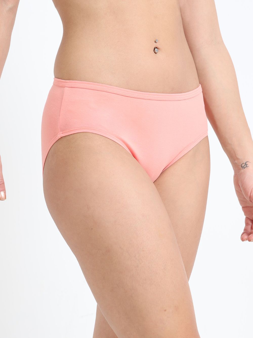 Peach Amber and Cameo Green Organic Cotton Hipster Panty for Women - Pack of 2