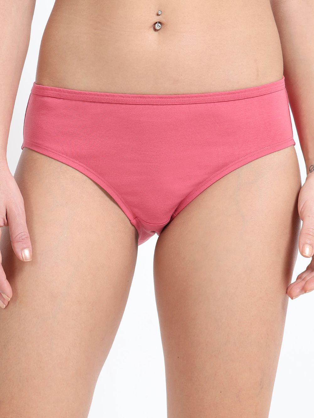 Gull grey and Magenta Organic Cotton Hipster Panty for Women - Pack of 2