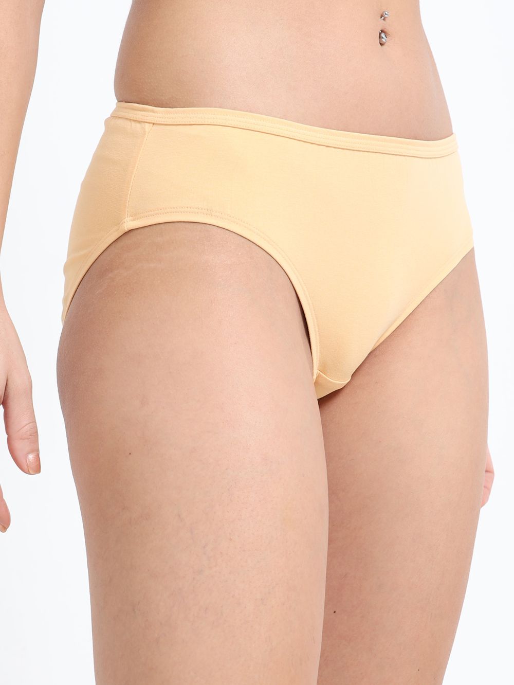 Apricot Cream and Vineyard Green Organic Cotton Mid-Waist Panty for Women - Pack of 2