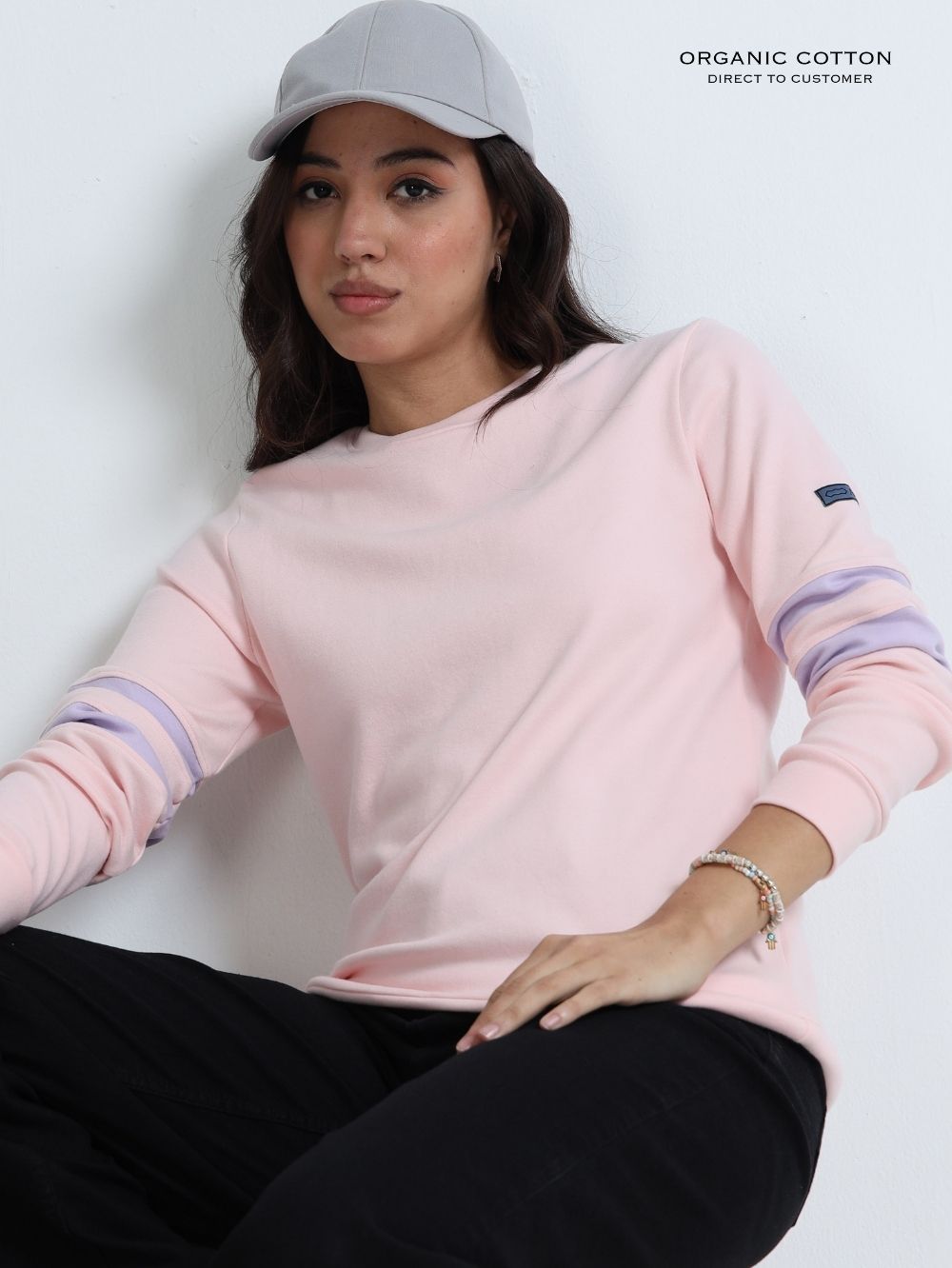 Light Pink A & A Organic Cotton Casual Pullover for Women