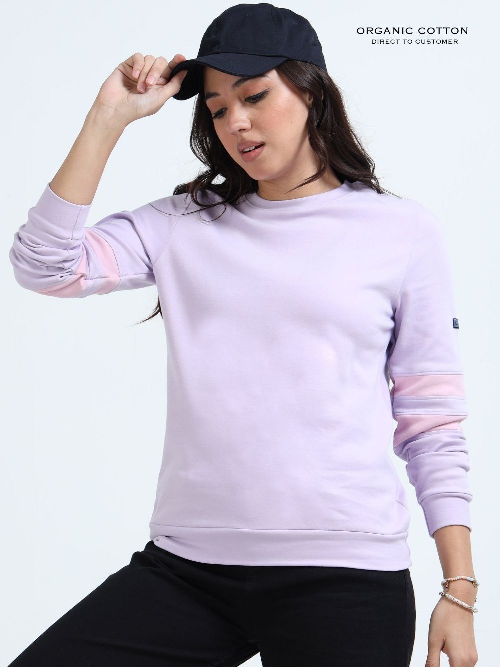 Light Purple A & A Organic Cotton Casual Pullover for Women