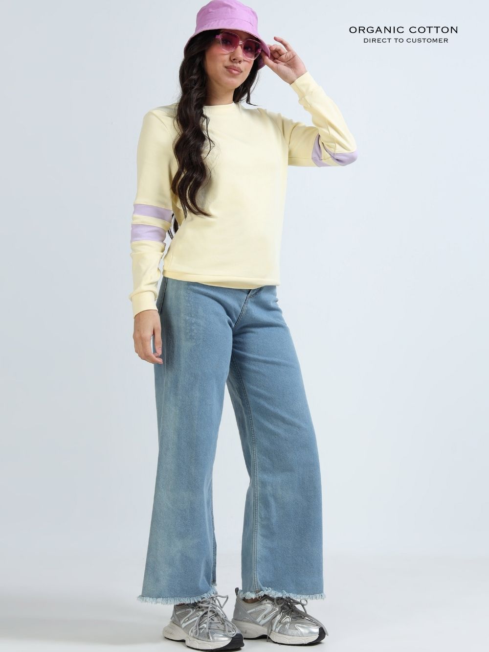 Light Yellow A & A Organic Cotton Casual Pullover for Women