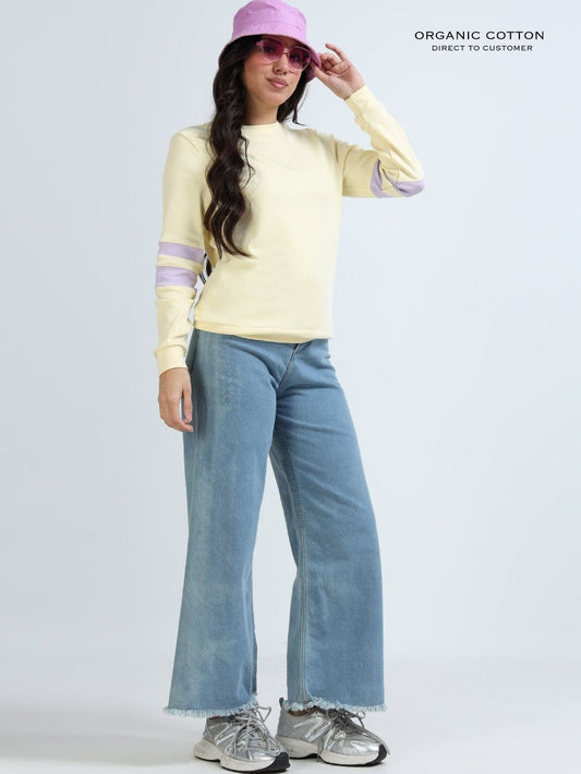 Light Yellow A & A Organic Cotton Casual Pullover for Women