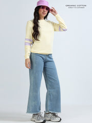 Light Yellow A & A Organic Cotton Casual Pullover for Women