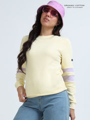 Light Yellow A & A Organic Cotton Casual Pullover for Women