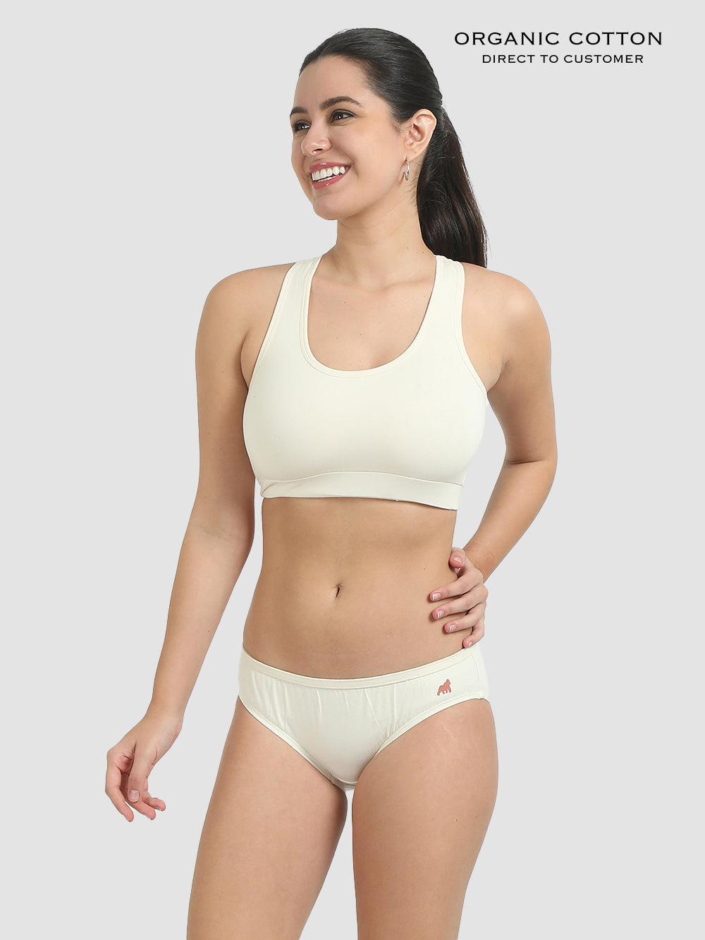 Organic Cotton Womens Co-Ord Set Mid Waist Panty