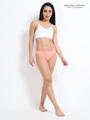Peach Amber and Cameo green Organic Cotton Bikini Panty for Women - Pack of 2