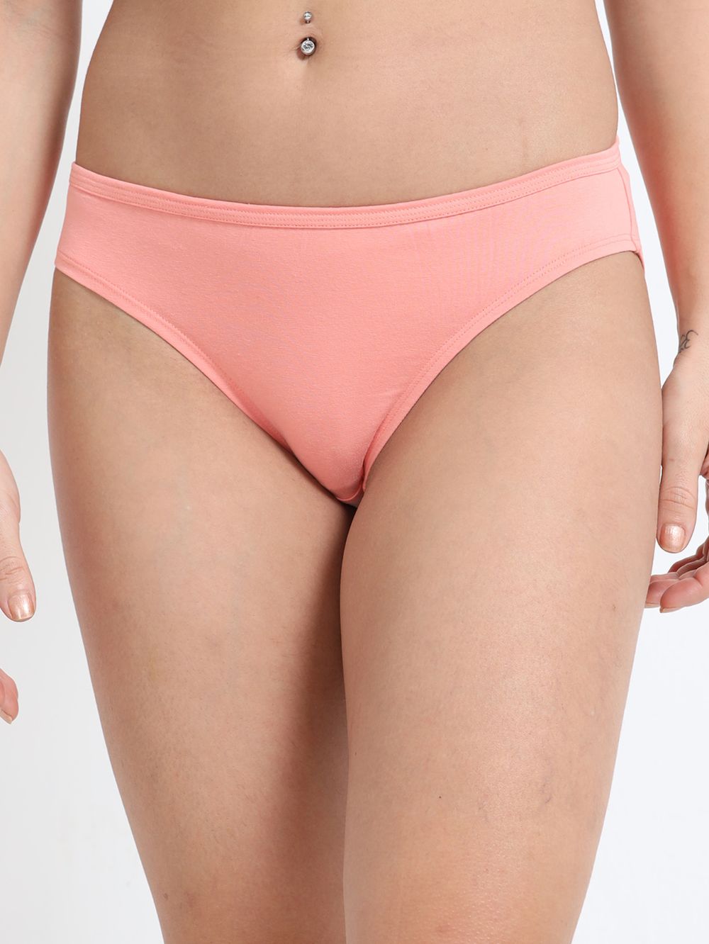 Peach Amber and Cameo green Organic Cotton Bikini Panty for Women - Pack of 2