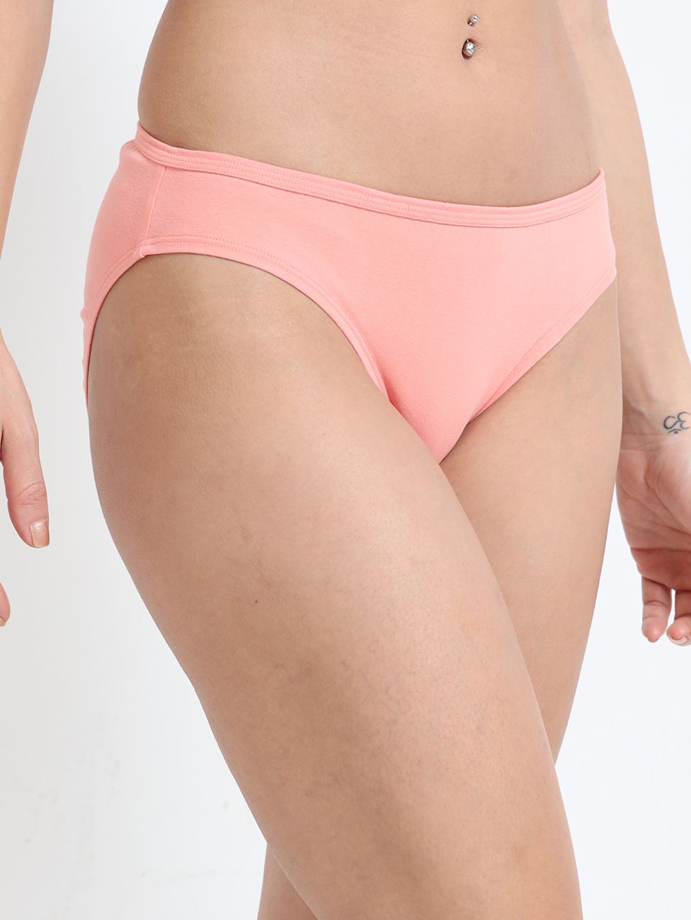 Peach Amber and Cameo green Organic Cotton Bikini Panty for Women - Pack of 2