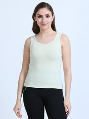 Dogwood Pink and Canary Green Wide-Strap Organic Cotton Camisole for Women-Pack of 2