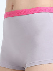 Gull Grey and Canary Green Organic Cotton Boy Shorts Outer Waistband for Women - Pack of 2