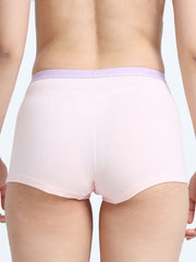 Orchid Petal and Dogwood Pink Organic Cotton Boy Shorts Outer Waistband for Women - Pack of 2