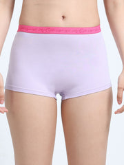 Orchid Petal and Dogwood Pink Organic Cotton Boy Shorts Outer Waistband for Women - Pack of 2