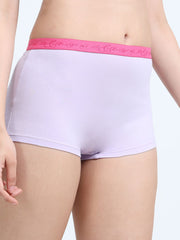 Orchid Petal and Dogwood Pink Organic Cotton Boy Shorts Outer Waistband for Women - Pack of 2