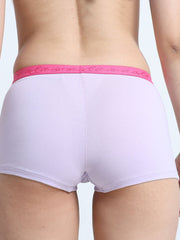 Orchid Petal and Dogwood Pink Organic Cotton Boy Shorts Outer Waistband for Women - Pack of 2