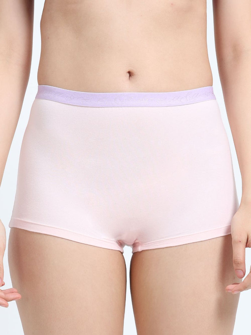 Orchid Petal and Dogwood Pink Organic Cotton Boy Shorts Outer Waistband for Women - Pack of 2