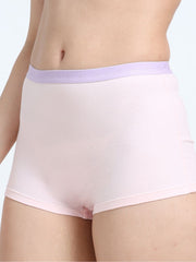 Orchid Petal and Dogwood Pink Organic Cotton Boy Shorts Outer Waistband for Women - Pack of 2