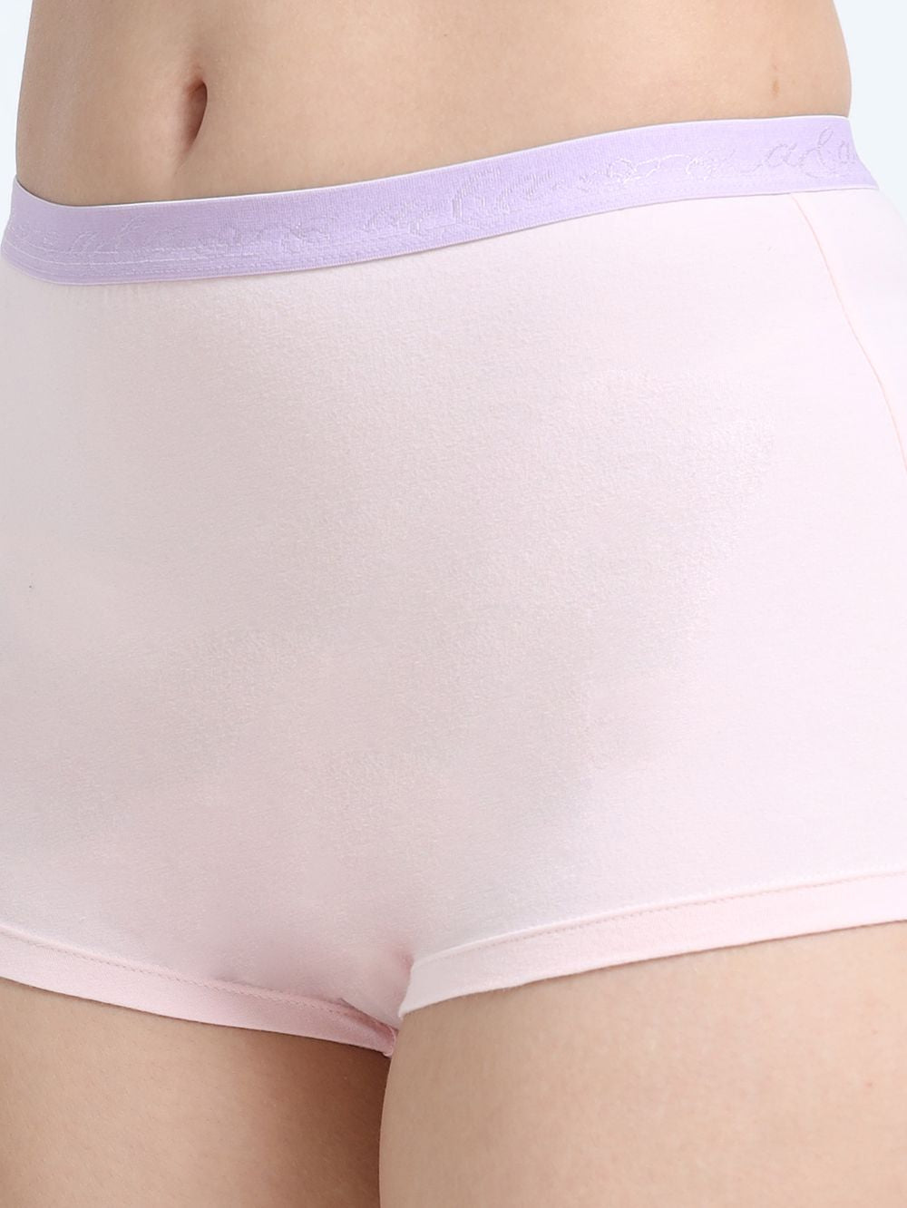 Orchid Petal and Dogwood Pink Organic Cotton Boy Shorts Outer Waistband for Women - Pack of 2