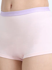 Orchid Petal and Dogwood Pink Organic Cotton Boy Shorts Outer Waistband for Women - Pack of 2