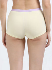 Pink and Baby Yellow Organic Cotton Boy Shorts Outer Waistband for Women - Pack of 2