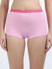 Pink and Baby Yellow Organic Cotton Boy Shorts Outer Waistband for Women - Pack of 2