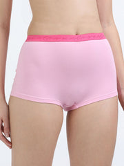 Pink and Baby Yellow Organic Cotton Boy Shorts Outer Waistband for Women - Pack of 2