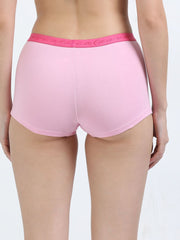 Pink and Baby Yellow Organic Cotton Boy Shorts Outer Waistband for Women - Pack of 2