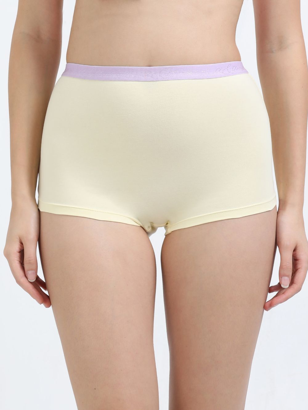 Pink and Baby Yellow Organic Cotton Boy Shorts Outer Waistband for Women - Pack of 2