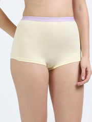 Pink and Baby Yellow Organic Cotton Boy Shorts Outer Waistband for Women - Pack of 2