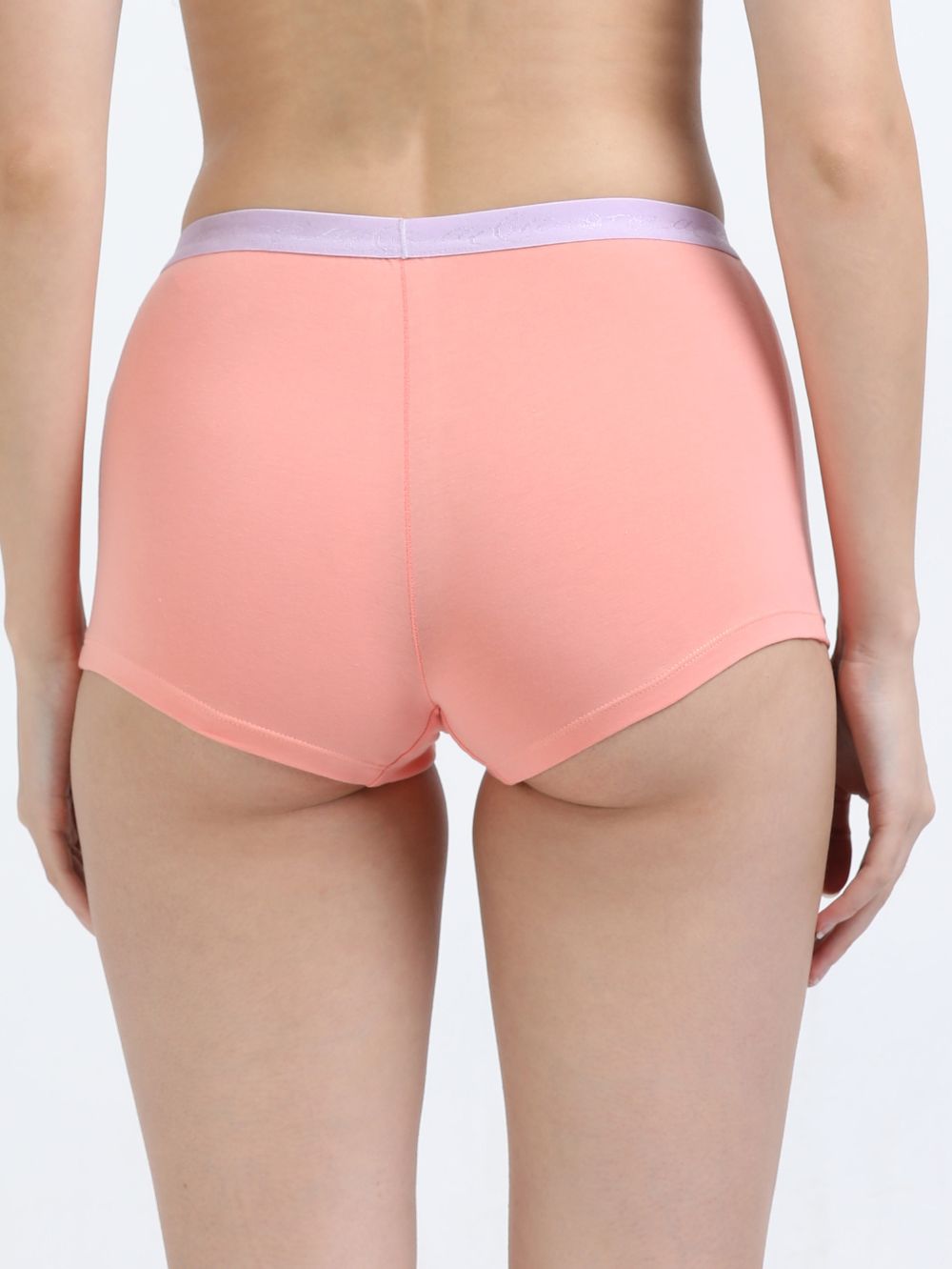 Sky Light and Peach Amber Organic Cotton Boy Shorts Outer Waistband for Women - Pack of 2