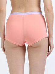 Sky Light and Peach Amber Organic Cotton Boy Shorts Outer Waistband for Women - Pack of 2