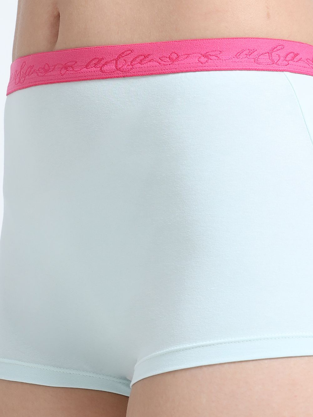 Sky Light and Peach Amber Organic Cotton Boy Shorts Outer Waistband for Women - Pack of 2