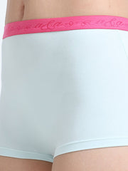 Sky Light and Peach Amber Organic Cotton Boy Shorts Outer Waistband for Women - Pack of 2