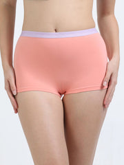 Sky Light and Peach Amber Organic Cotton Boy Shorts Outer Waistband for Women - Pack of 2