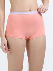 Sky Light and Peach Amber Organic Cotton Boy Shorts Outer Waistband for Women - Pack of 2