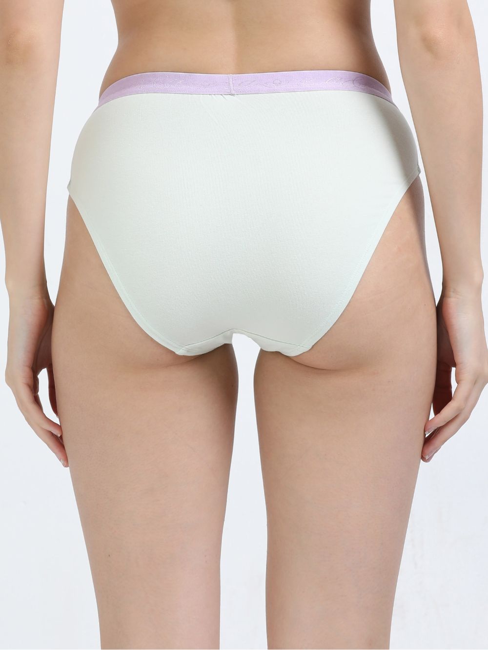 Gull Grey and Canary Green Organic Cotton Mid-Waist Panty Outer Waistband for Women - Pack of 2